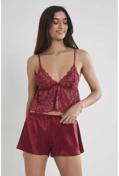 Babydoll Şort & Kombi Takım - Şık Bordo Renk