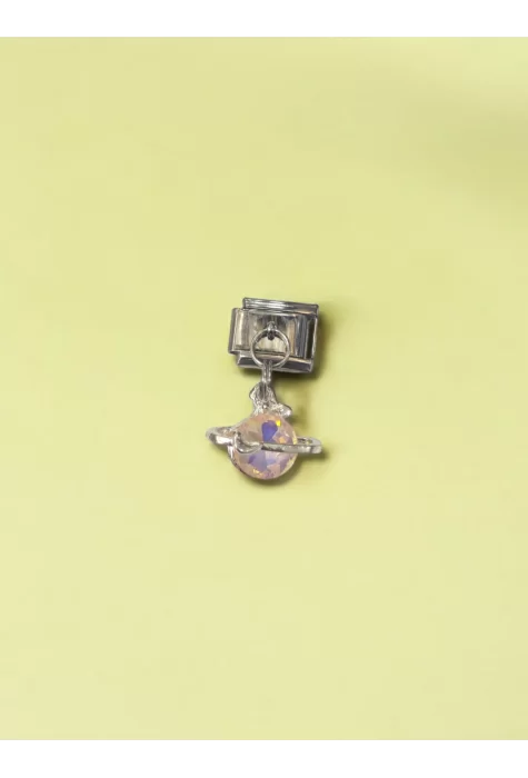 Satürn Detaylı Sallantılı İtalyan Charm Pembe