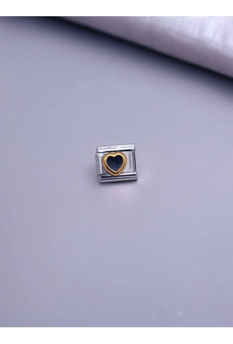 Siyah Kalp Detaylı Charm