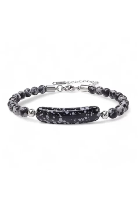 Snowy Obsidian Taşı Bileklik – Toptan Satış