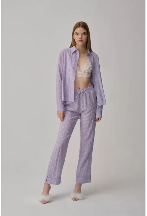 TINA Şık Rahat Vegan Kadın Braletli Pijama Takımı Lilac