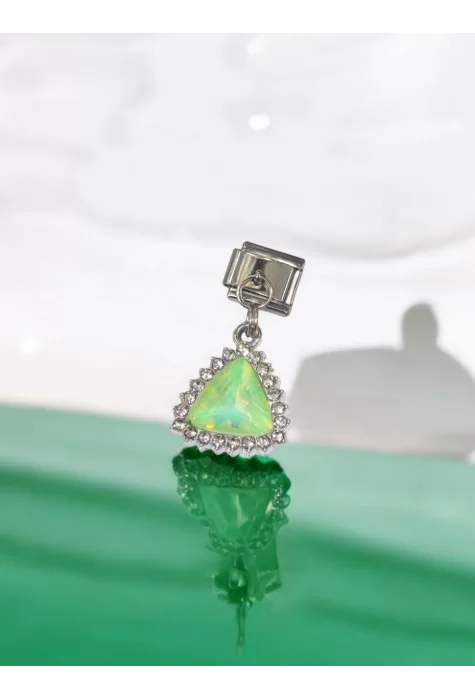 Yeşil Renk Üçgen Detaylı Sallantılı İtalyan Charm