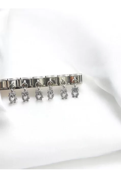 Zirkon Taşlı Baykuş Motif İtalyan Charm