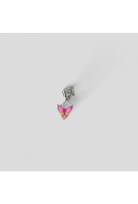 Zirkon Taşlı Sallantılı Kelebek İtalyan Charm Pembe