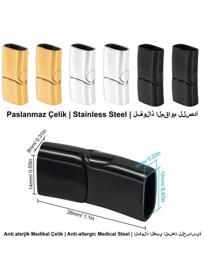 12X6mm Paslanmaz Çelik Bileklik Kilit Mekanizması