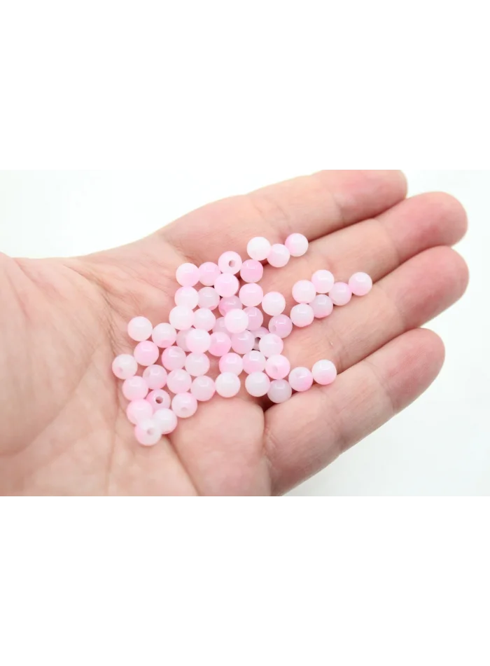 6mm Plastik Pembe-Beyaz Boncuk