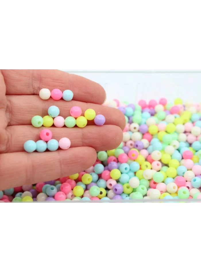 6mm Renkli Plastik Boncuk 10gr
