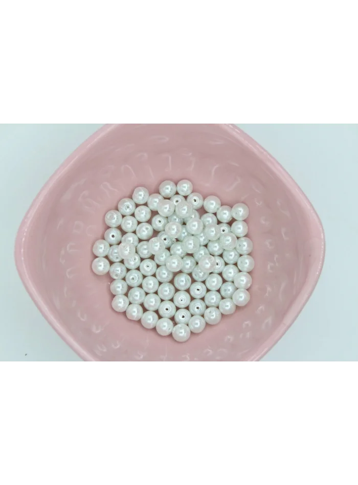 8mm Beyaz Cam İnci 50gr