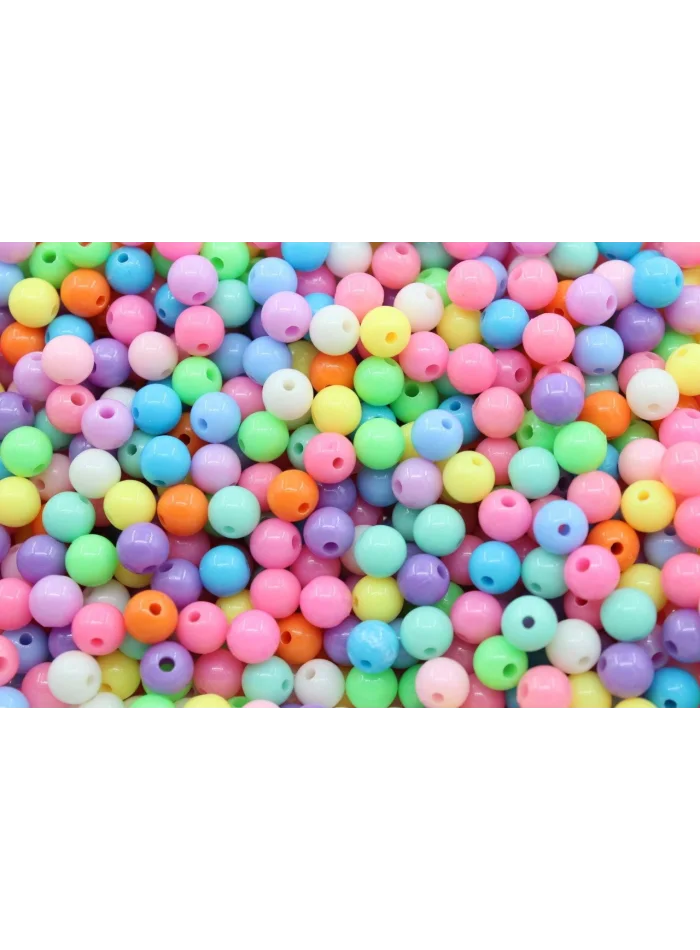 8mm Renkli Plastik Boncuk 10gr