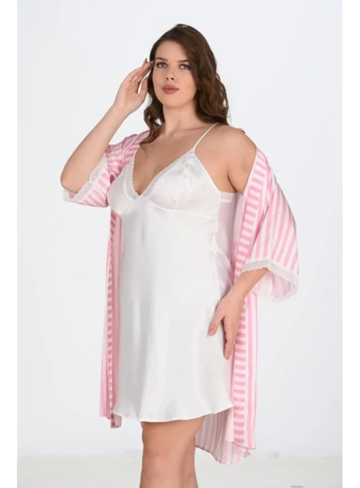 2li Beyaz-Pembe Sabahlık Takımı Bigsize 6210