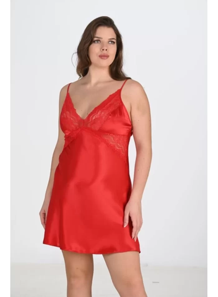 2li Kırmızı Sabahlık Takımı Bigsize 6207