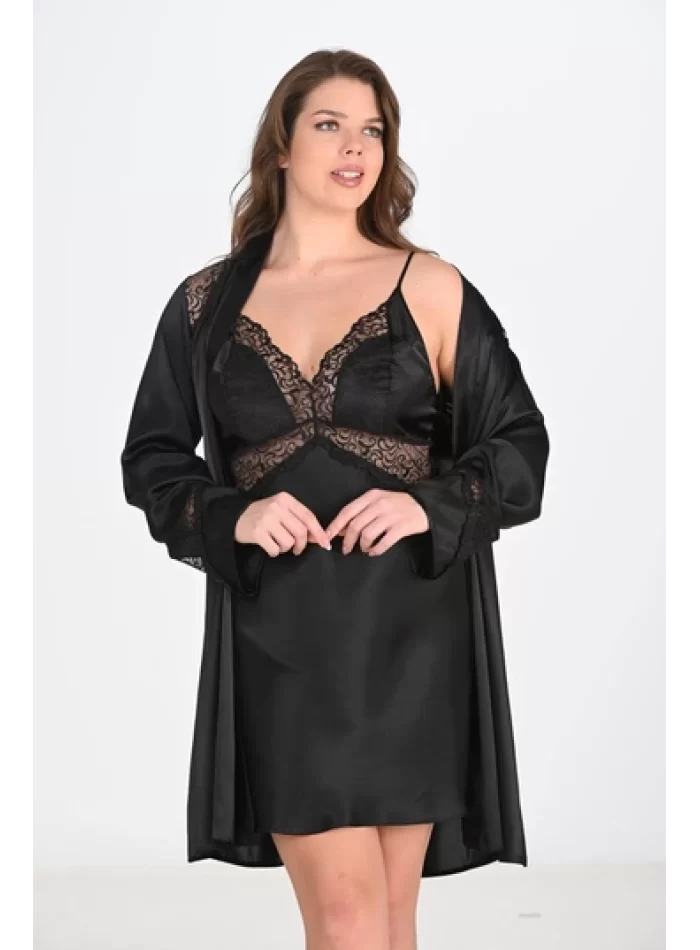 2li Siyah Sabahlık Takımı Bigsize 6201