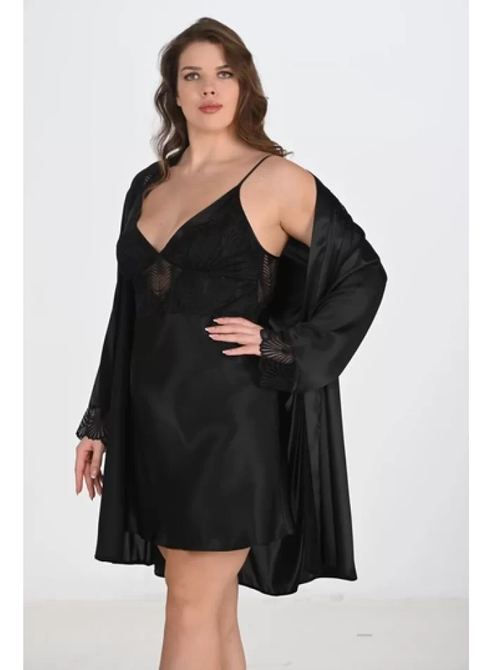 2li Siyah Sabahlık Takımı Bigsize 6213