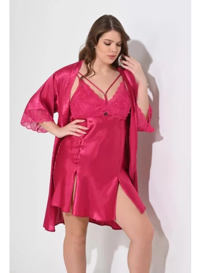 2li Vişne Sabahlık Takımı Bigsize 6212