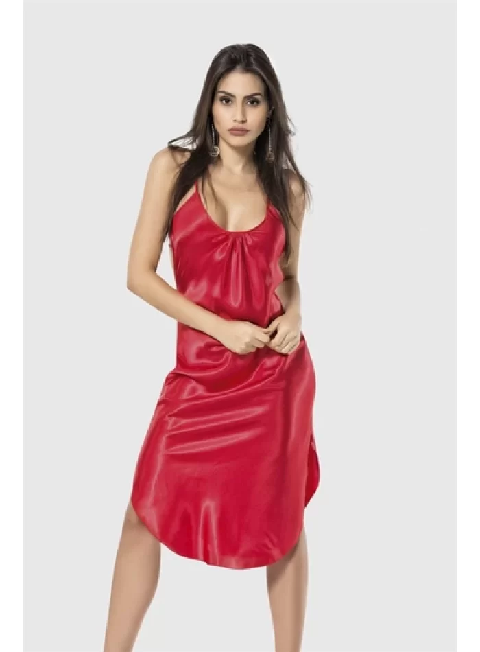 Bihter Şık Kırmızı Saten Babydoll Gecelik
