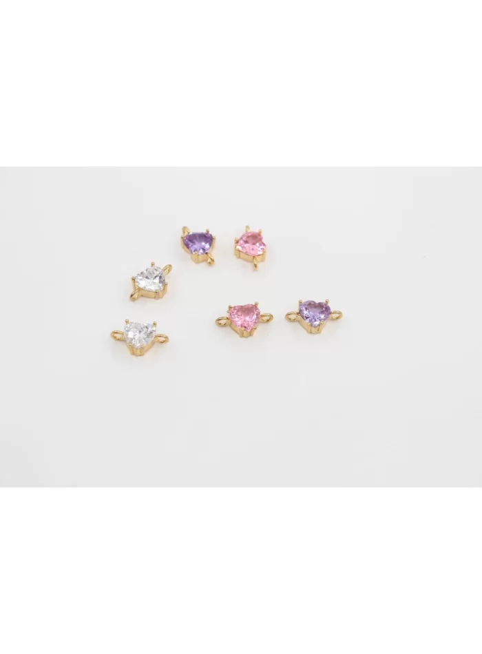Altın Kap. 8mm Çift Kulplu Zirkon Kalp