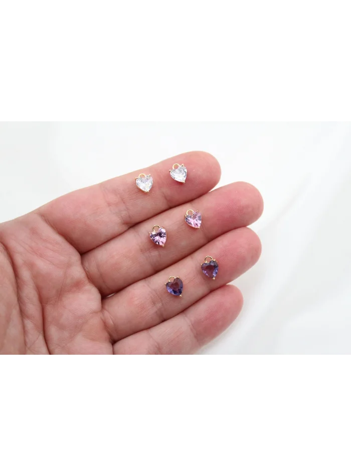 Altın kaplama 6mm Zirkonlu Kalp Kolye Ucu