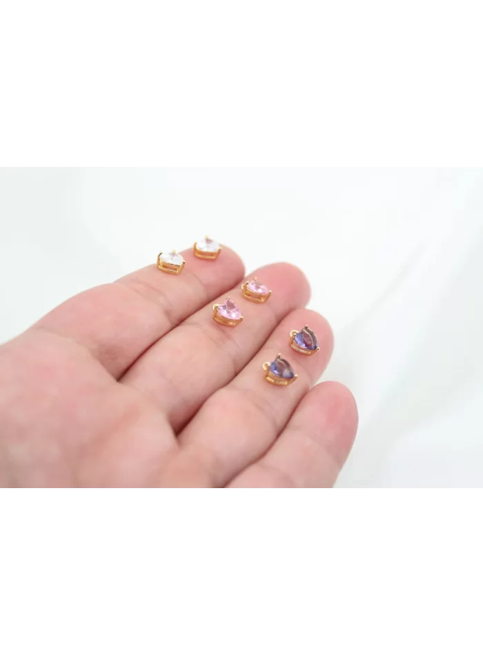 Altın kaplama 6mm Zirkonlu Kalp Kolye Ucu