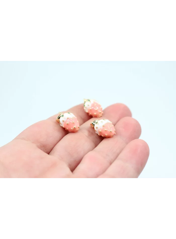 Altın Kaplama İthal Pembe Çilek Kolye Ucu