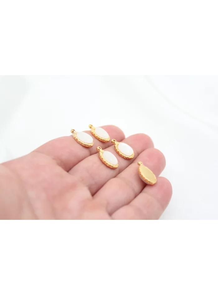 Altın Kaplama Sedef Taşlı Oval Uç