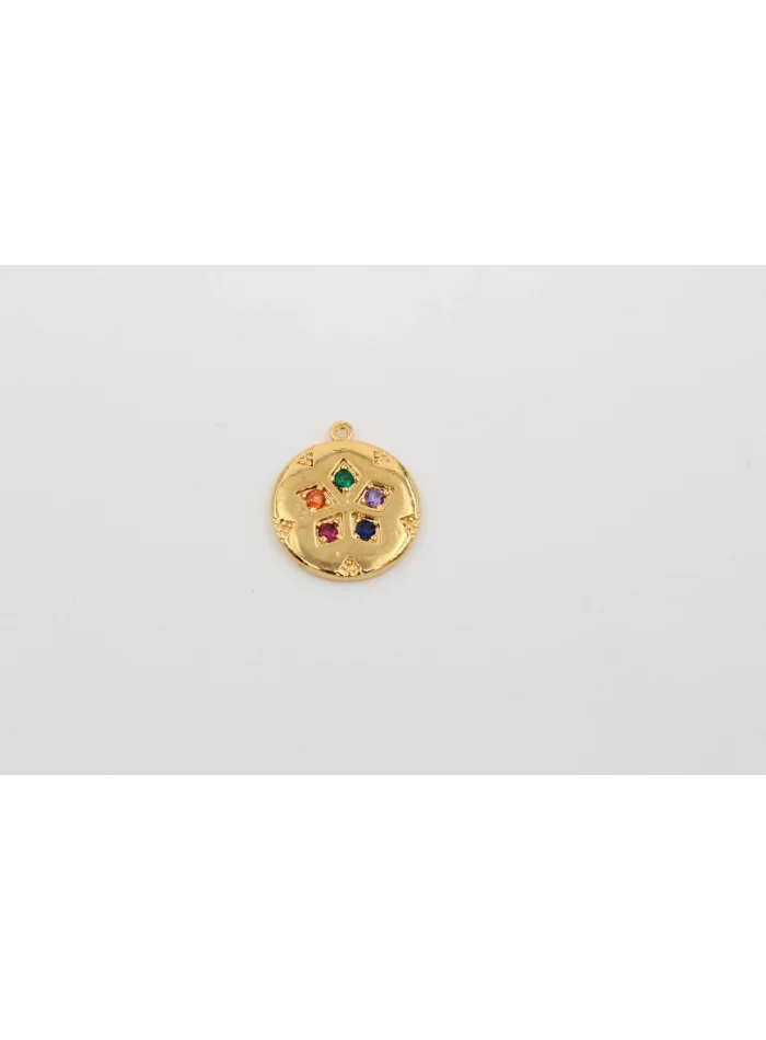 Altın Kaplama Yuvarlak 5 Taşlı Mix