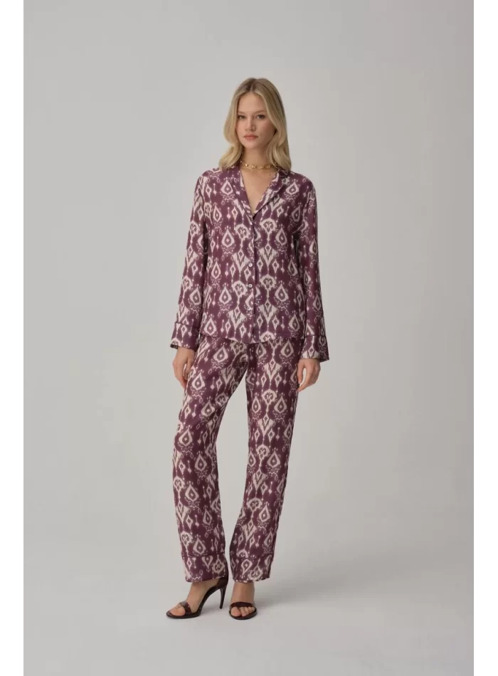 AMY Şık Rahat Kadın Pijama Takımı Mor Renk