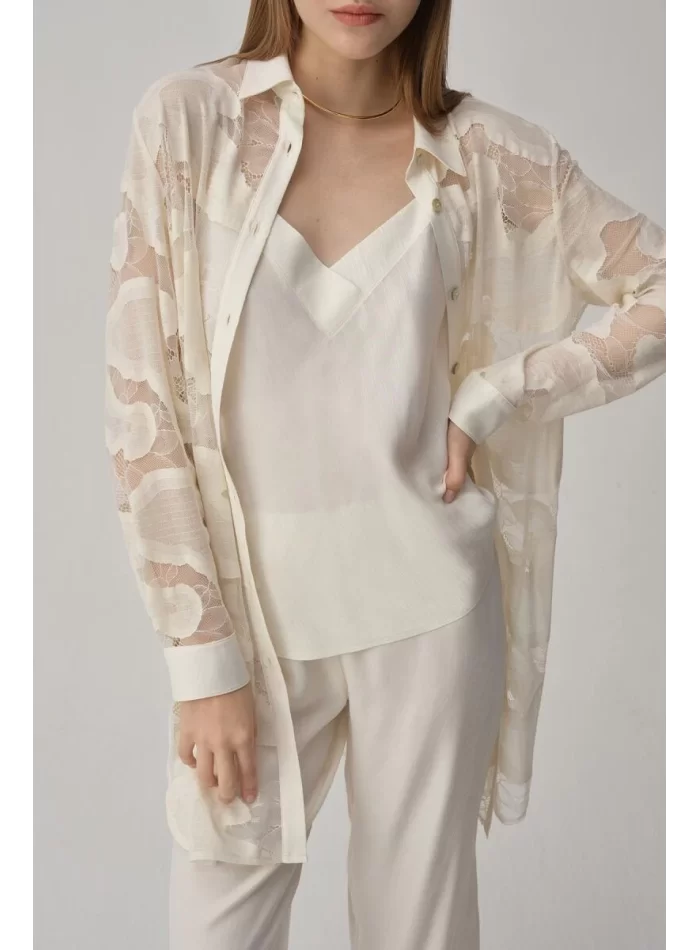 Anna Şık Rahat Kadın Pijama Takımı Beyaz