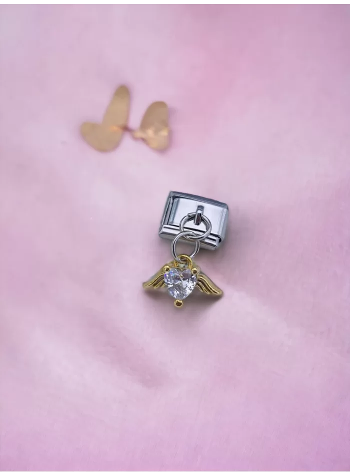 Beyaz Taşlı Sallantılı Charm