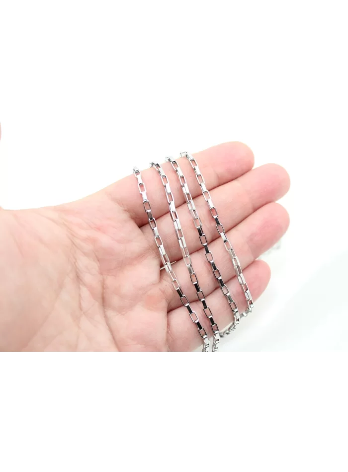 Çelik Gümüş 2.5mm Küp Zincir