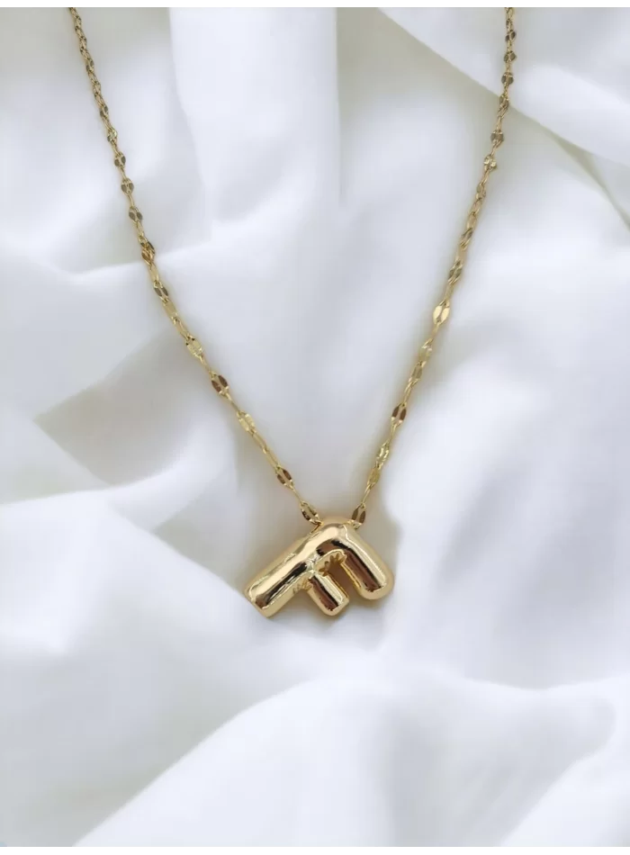 Çelik Harf Kolye Gold F