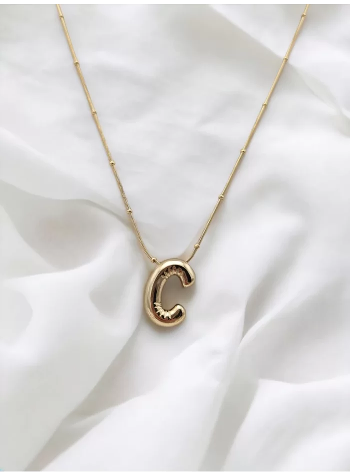 Çelik Harf Kolye Gold İtalyan Zincir C