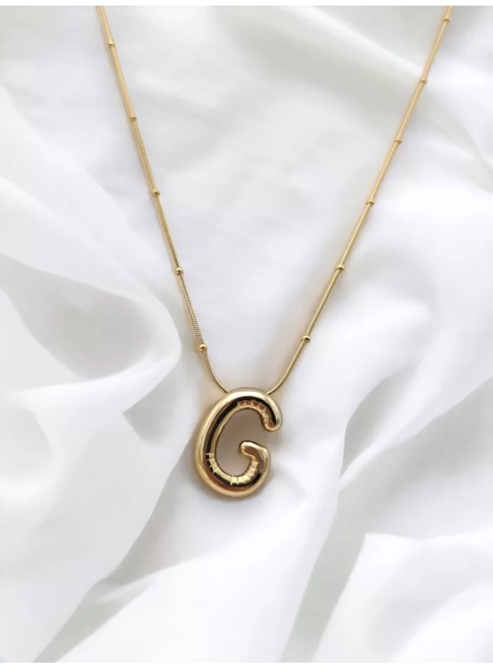 Çelik Harf Kolye Gold İtalyan Zincir G