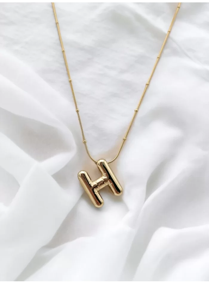 Çelik Harf Kolye Gold İtalyan Zincir H