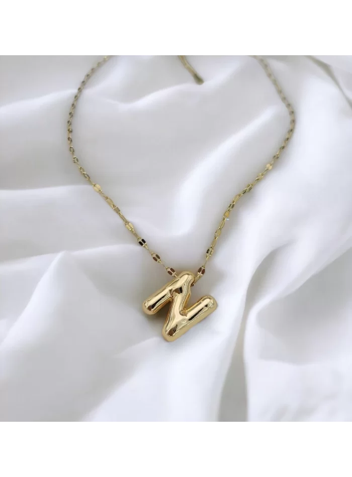 Çelik Harf Kolye Gold N