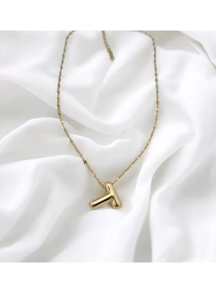 Çelik Harf Kolye Gold T