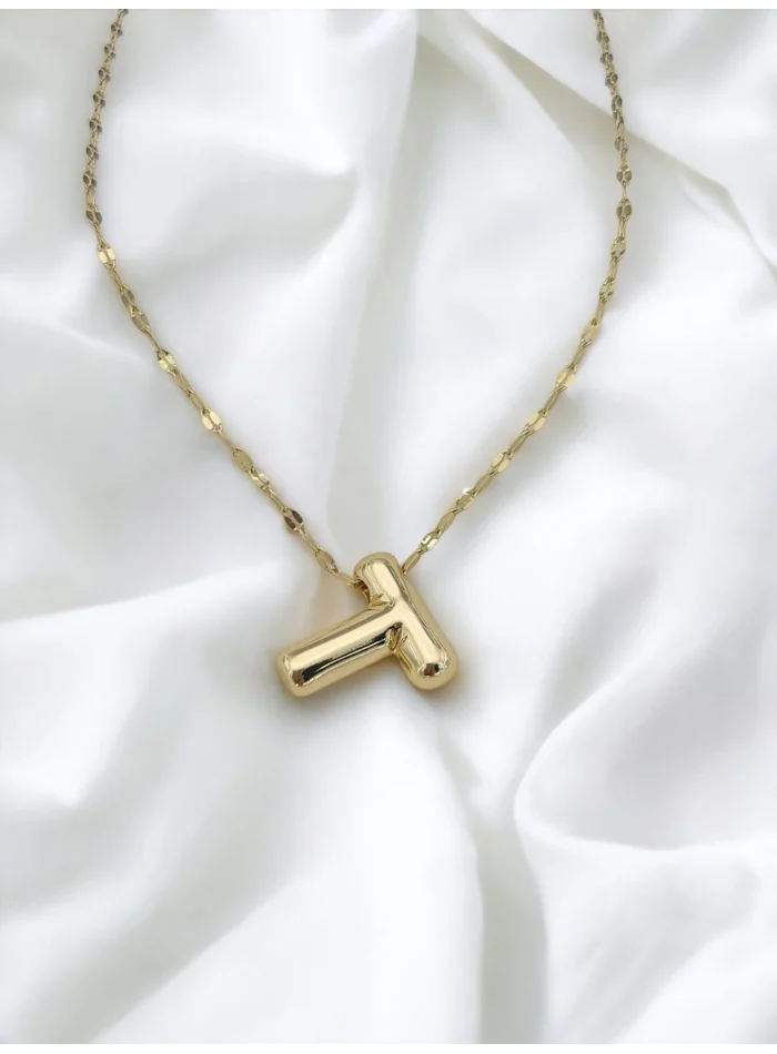 Çelik Harf Kolye Gold T
