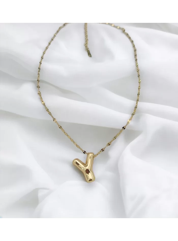 Çelik Harf Kolye Gold Y