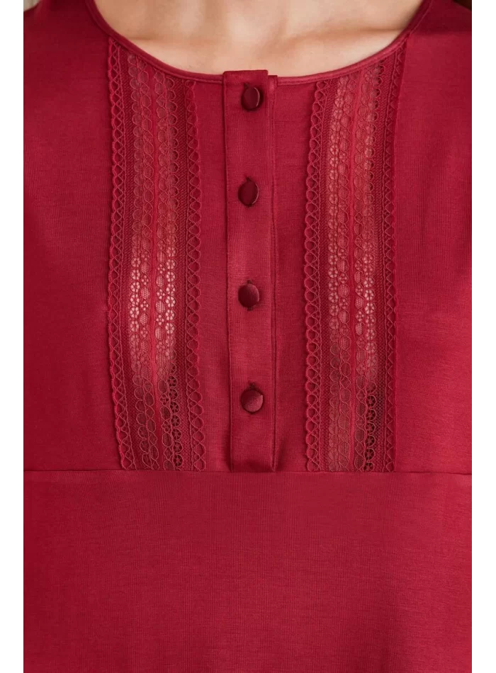 Kaliteli Şık Bordo 3Lü Pijama Takımı