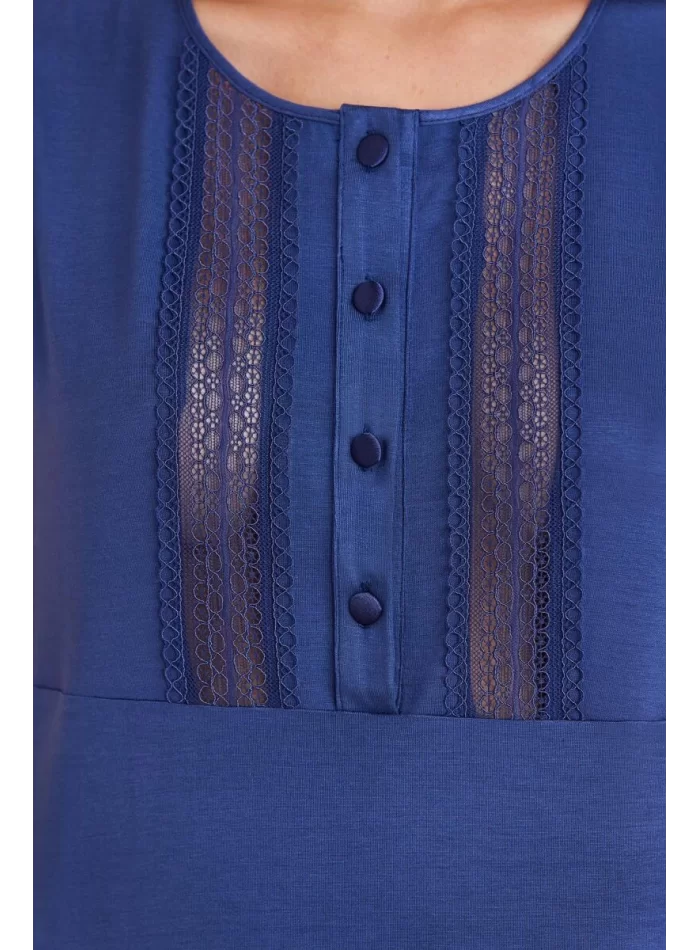 Kaliteli Şık Lacivert 3Lü Pijama Takımı