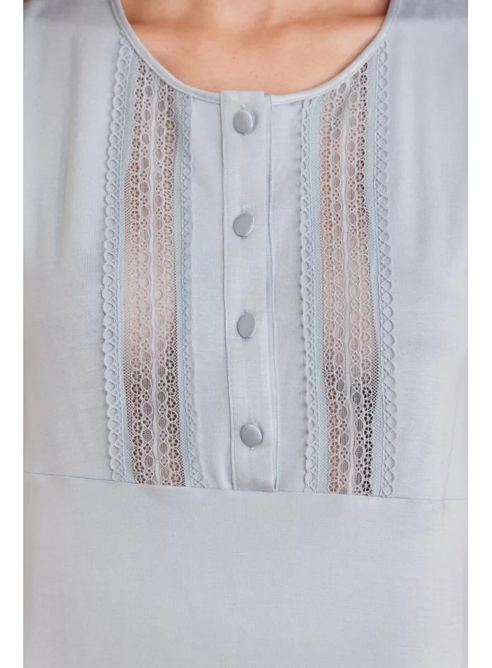 Dantelli Şık Mist Renk 3lü Pijama Takımı