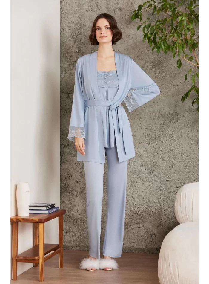 Kaliteli Şık Mist Renkli 3Lü Pijama Takımı