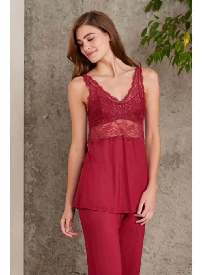 Kaliteli Şık Bordo 3Lü Pijama Takımı