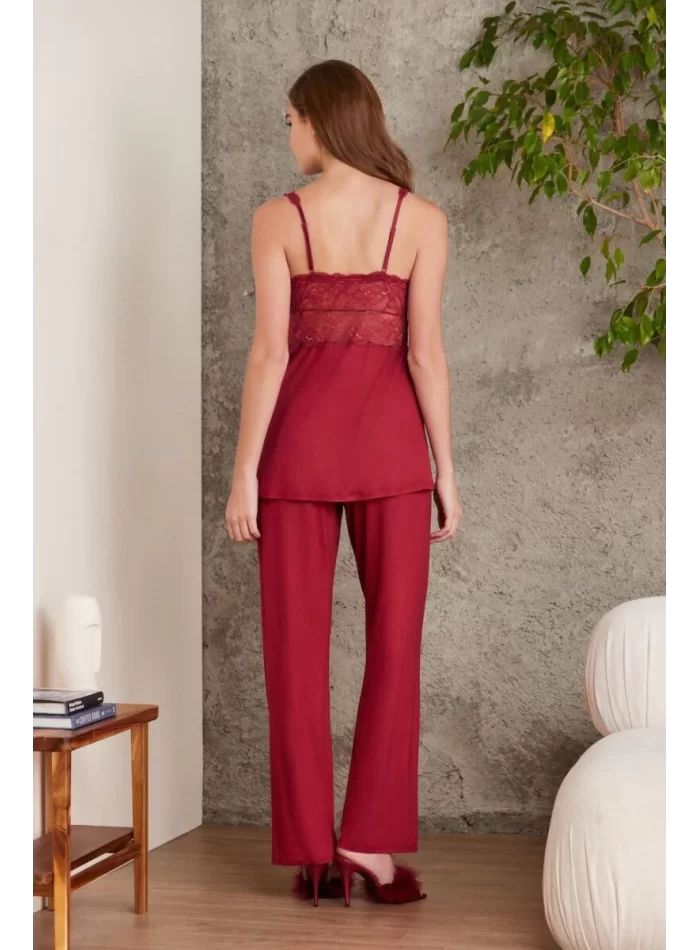 Kaliteli Şık Bordo 3Lü Pijama Takımı