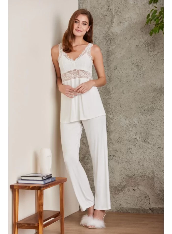 Kaliteli Şık 3Lü Lohusa Pijama Takımı - Ekru