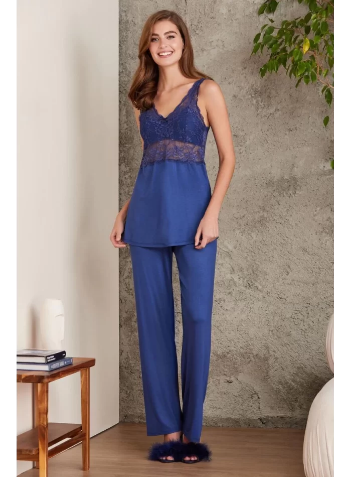 Kaliteli Şık Lacivert 3Lü Pijama Takımı