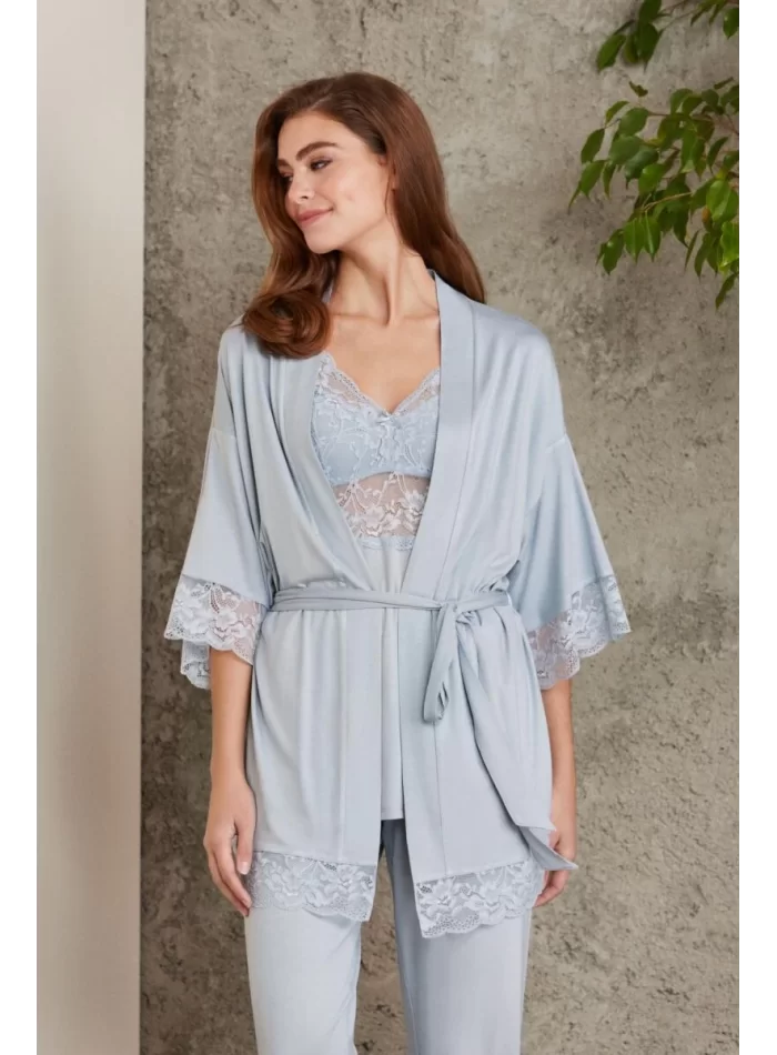Kaliteli Şık Mist Renkli 3Lü Pijama Takımı