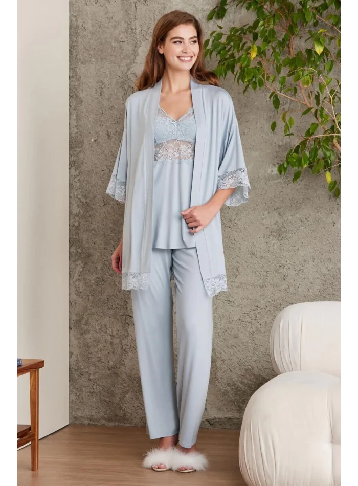 Kaliteli Şık Mist Renkli 3Lü Pijama Takımı