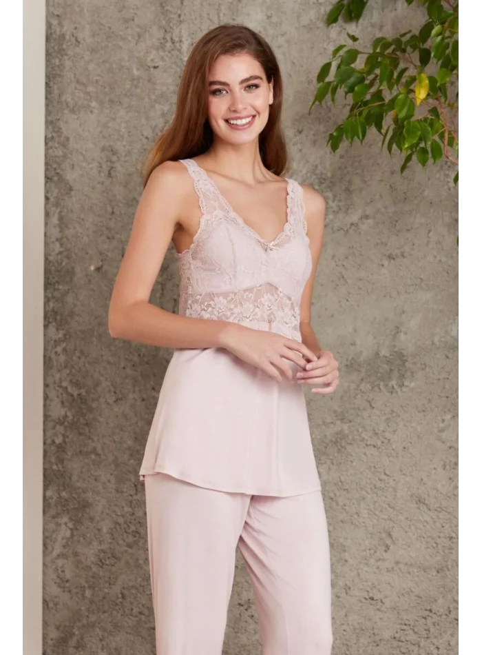 Kaliteli Şık 3Lü Pijama Takımı - Pudra Renk