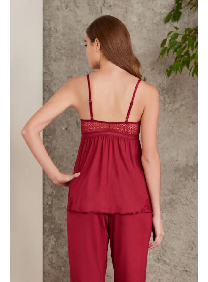 Kaliteli Şık Bordo 3Lü Pijama Takımı