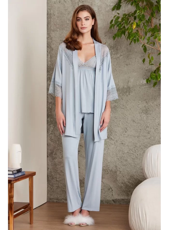 Kaliteli Şık Mist Renkli 3Lü Pijama Takımı